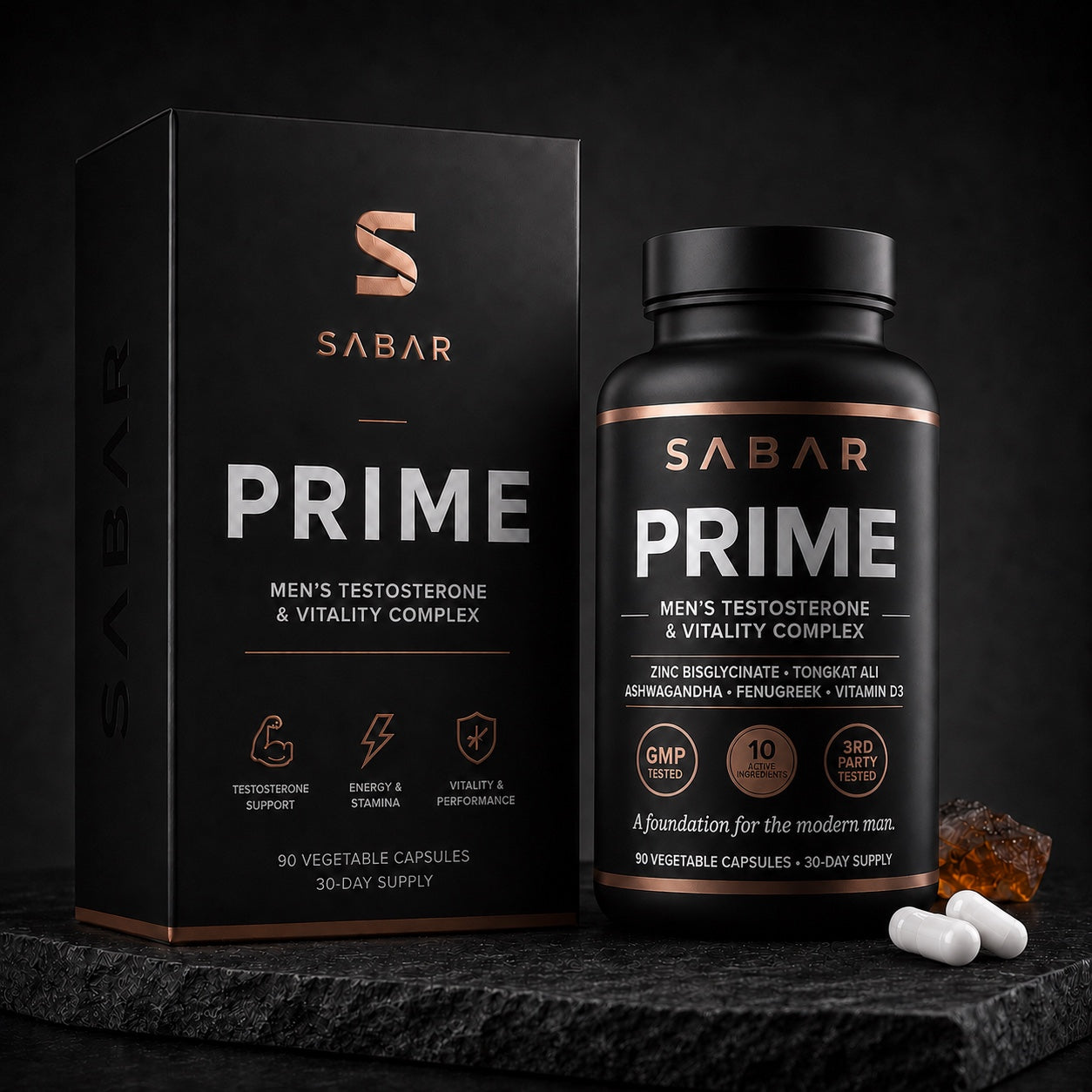 SABAR PRIME men's vitality complex bottle and box